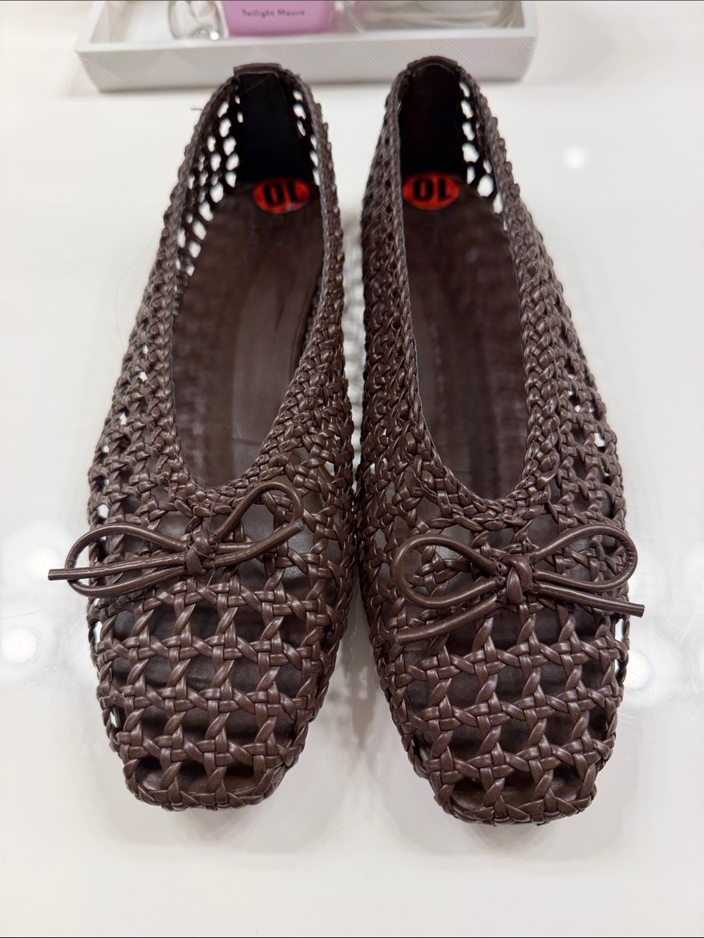 Camilla Cohelo Woven Bow Ballet Flats - Brown
